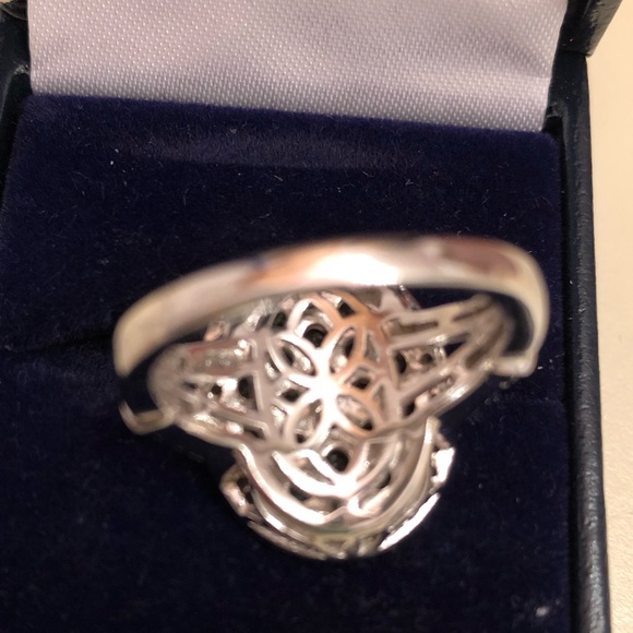 NWOT Sterling Silver Green Sapphire. & White Zircon Ring - Picture 7 of 7